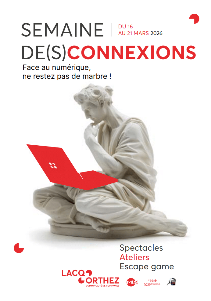 Une statue de marbre reste perplexe devant un ordinateur. Semaine des connexions : face au numérique, ne restez pas de marbre !